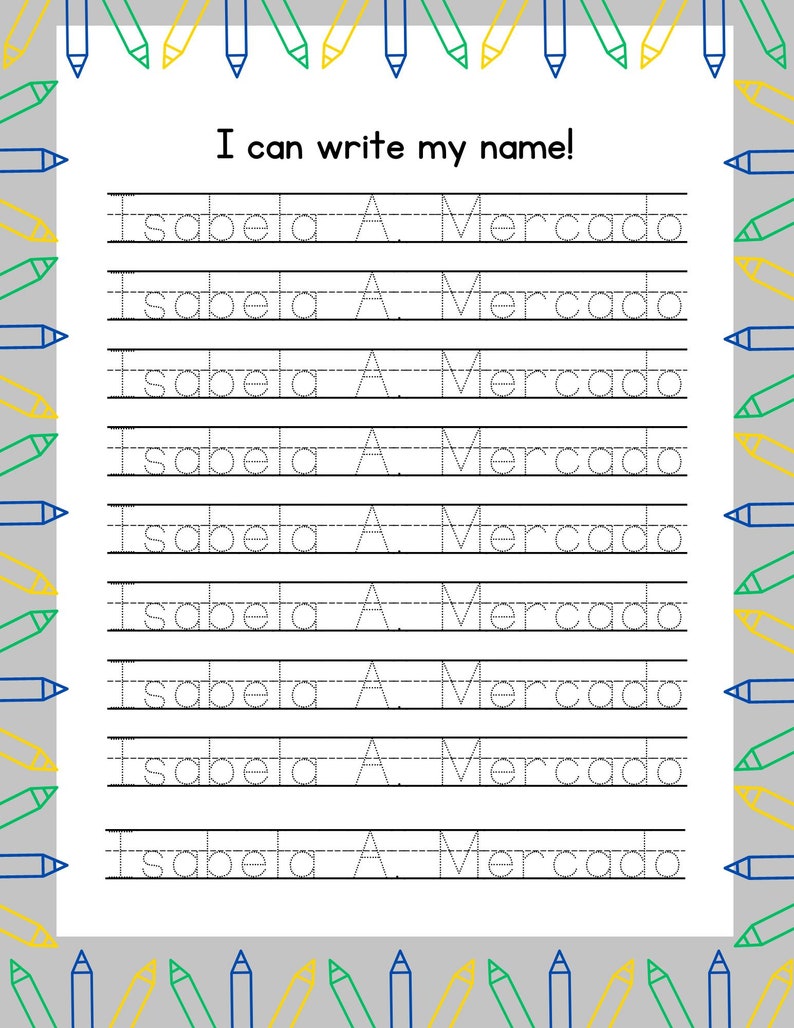 Name Tracing Custom Worksheet / Personalized First Name Tracing Name