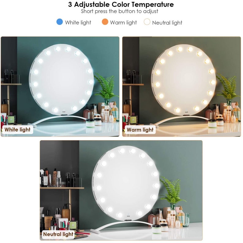 Homfa Makeup Mirror With Lights 3 Modes & Brightness Etsy