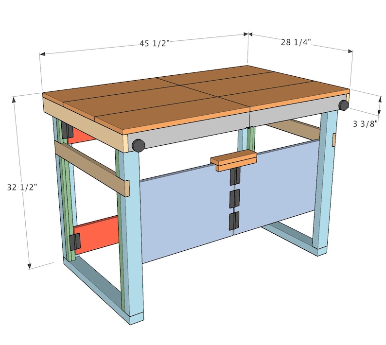 Workbench Labeled Portable Accordion Workbench Plans - Written AND Video - Etsy