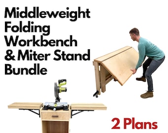 Folding Workbench & Compact Miter Saw Station Plan Bundle - Imperial AND Metric