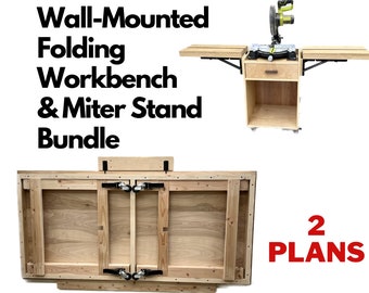 Wall-Mounted Folding Workbench & Miter Saw Station Plan Bundle