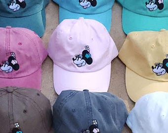 Broderad mössa med Steamboat Willie, basebollkeps med mus, pappahatt, familjesemesterkeps