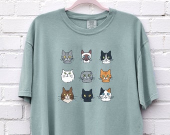 Chemise chat Tee shirt chat cadeau pour amoureux des chats Tee shirt maman chat Tshirt cadeau pour propriétaire de chat Chemise oversize couleurs confort