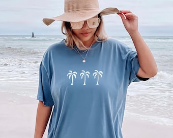 Palm Tree Shirt Beach Shirt Beach Bum Tshirt Summer T-Shirt Vacation T-shirt Oversized Tee Comfort Colors Tee Ocean Tshirt