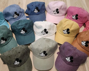 Broderad mössa med Steamboat Willie, basebollkeps med mus, pappahatt, familjesemesterkeps