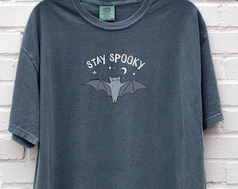 Bat Shirt Halloween Shirt Stay Spooky Bats Tee Tshirt Spooky Season Tshirt Fall Shirt Oversized Tee Comfort Colors
