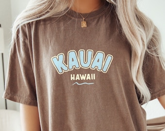 Kauai Hawaii Shirt Home State Tee Comfort Colors Women's Tshirts Oversized T-shirt Beach T Shirt Summer Tee Honolulu Tee Hibiscus Flower