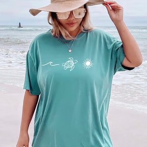 Turtle Ocean Sun T Shirt Beach Tshirt Beach Bum T-shirt Ocean Shirt Comfort Colors Tee Summer Shirt Oversized Tee