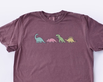 Cute Dinosaur Shirt Dino Tshirt Dinosaur Lover Gift Funny Tee Women's Men's T Shirt T-rex Stegosaurus Triceratops Oversized Comfort Colors