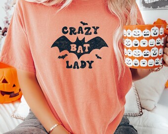 Fladdermusskjorta Halloween-skjorta Galen fladdermusdam Fladdermöss-t-shirt Stay Spooky-t-shirt Spöksäsong-t-shirt Höstskjorta Stor t-shirt Komfortfärger