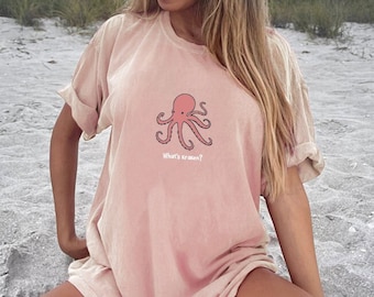 Octopus Shirt Ocean T Shirt Beach Tshirt Beach Bum T-shirt Women's Shirts Comfort Colors Tee Summer Shirt Oversized Tee