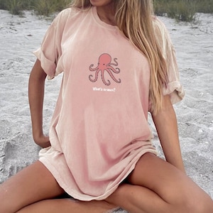 Octopus Shirt Ocean T Shirt Beach Tshirt Beach Bum T-shirt Women&#39;s Shirts Comfort Colors Tee Summer Shirt Oversized Tee