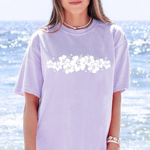 Hibiscus Flower Tshirt Aloha Hawaii Shirt Comfort Colors Women's Tshirts Oversized T-shirt Beach T Shirt Summer Tee