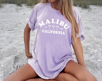 Malibu Shirt California Tshirt Cali Tee Comfort Colors Women's Tshirts Oversized T-shirt Beach T Shirt Summer Tee Palm Tree Shirt