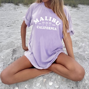 Malibu Shirt California Tshirt Cali Tee Comfort Colors Women&#39;s Tshirts Oversized T-shirt Beach T Shirt Summer Tee Palm Tree Shirt