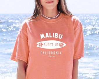 Malibu Shirt California Tshirt Cali Tee Hibiscus Surfing Comfort Colors Women's Tshirts Oversized T-shirt Beach T Shirt Summer Tee Shirt