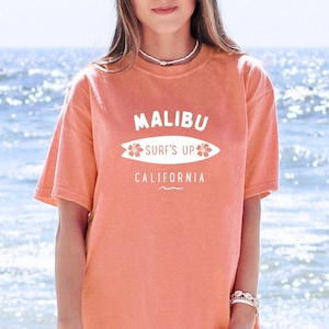 Malibu Shirt California Tshirt Cali Tee Hibiscus Surfing Comfort Colors Women&#39;s Tshirts Oversized T-shirt Beach T Shirt Summer Tee Shirt