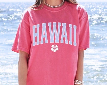 Hawaii Shirt Home State Tee Comfort Colors Women's Tshirts Oversized T-shirt Beach T Shirt Summer Tee Honolulu Tee Hibiscus Flower Shirt