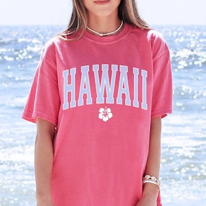 Hawaii Shirt Home State Tee Comfort Colors Women&#39;s Tshirts Oversized T-shirt Beach T Shirt Summer Tee Honolulu Tee Hibiscus Flower Shirt