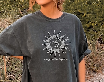 Camiseta Sol, Luna y Estrellas Oversize (Ver tabla de tallas) Camiseta Celestial Colores Confortables Camiseta Boho Camiseta