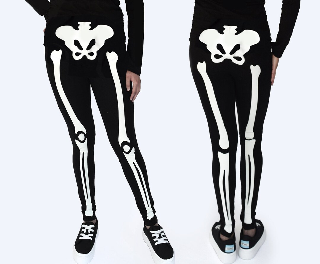 Halloween Maternity Skeleton Leggings Costume Glow in the Dark Print on