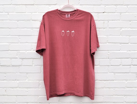 Strawberry Shirt Strawberries Tshirt Farmers Market Tee Comfort Colors Strawberry Patch Tee Shirt Oversized T-shirt Vegan Food Shirt