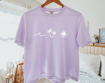 Beschnitten Ozean Palme Sonne Shirt Surfen Urlaub T-Shirt Sommer Strand Tshirt Strand Bum T-shirt Ocean Shirt Komfort Farben T-Shirt