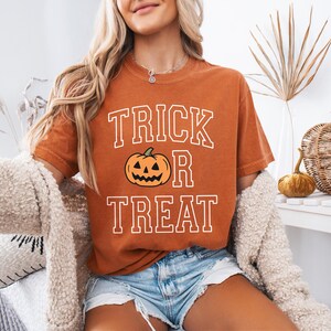Halloween Shirt Pumpkin Trick Or Treat Tshirt Jack-O-Lantern Jack O Lantern Spooky Season Fall Oversized Tee Comfort Colors
