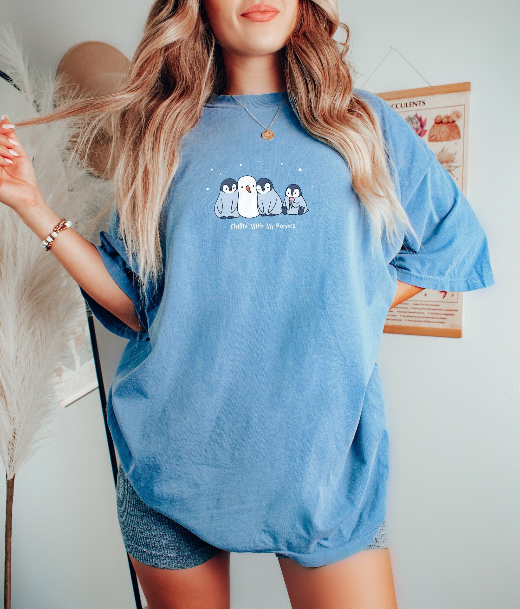 Christmas Shirt Winter Penguin Shirt Penguins Snow Man Holiday Gift Tshirt Funny Family Friendship Tshirts Shirts Oversized Comfort Colors