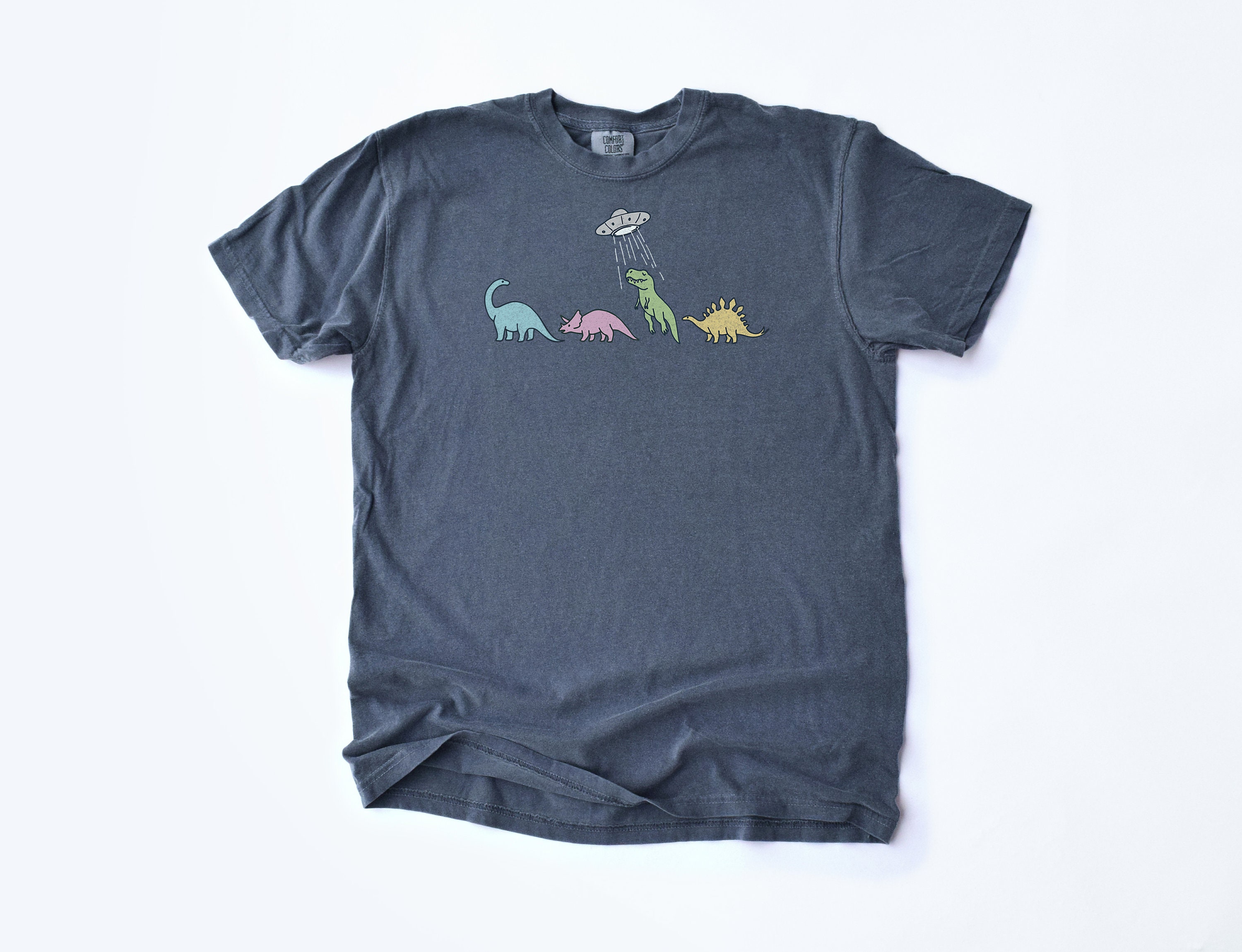 Cute Dinosaur Shirt Dino Tshirt Abduction UFO Alien Funny Tee Women's T ...