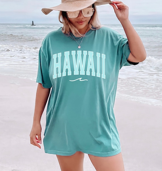 Hawaii Wave Home State Shirt Comfort Colors Women's Tshirts Oversized T-shirt Beach T Shirt Summer Ocean Tee Honolulu Tee Shirt