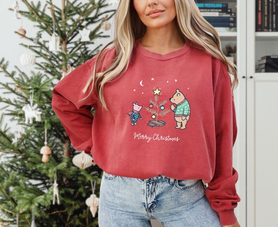 Merry Christmas Winnie Pooh Sweater Holiday Sweatshirt Xmas Winter