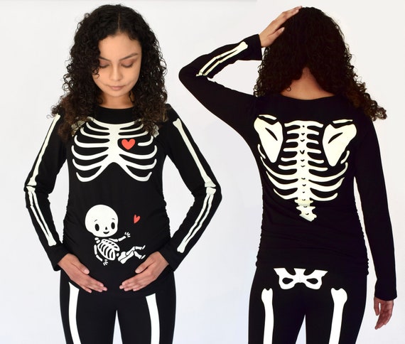 Boys Matching Family Halloween Glow In The Dark Long Sleeve Skeleton  Graphic Tee
