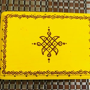 7/5 Kolam designed mini chowki / manai / peeta . Return gifts / pooja decoration