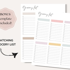 meal planner, grocery list, meal plan, meal tracker, shopping list, monthly meal planner, food journal, meal planner pdf, meal prep, food diary, weekly meal planner, printable, kitchen inventory, minimalist planner, canva template