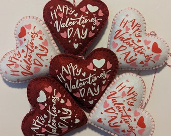Felt Heart Ornaments, Happy Valentine’s Day Hearts, Valentine's Day Decoration's
