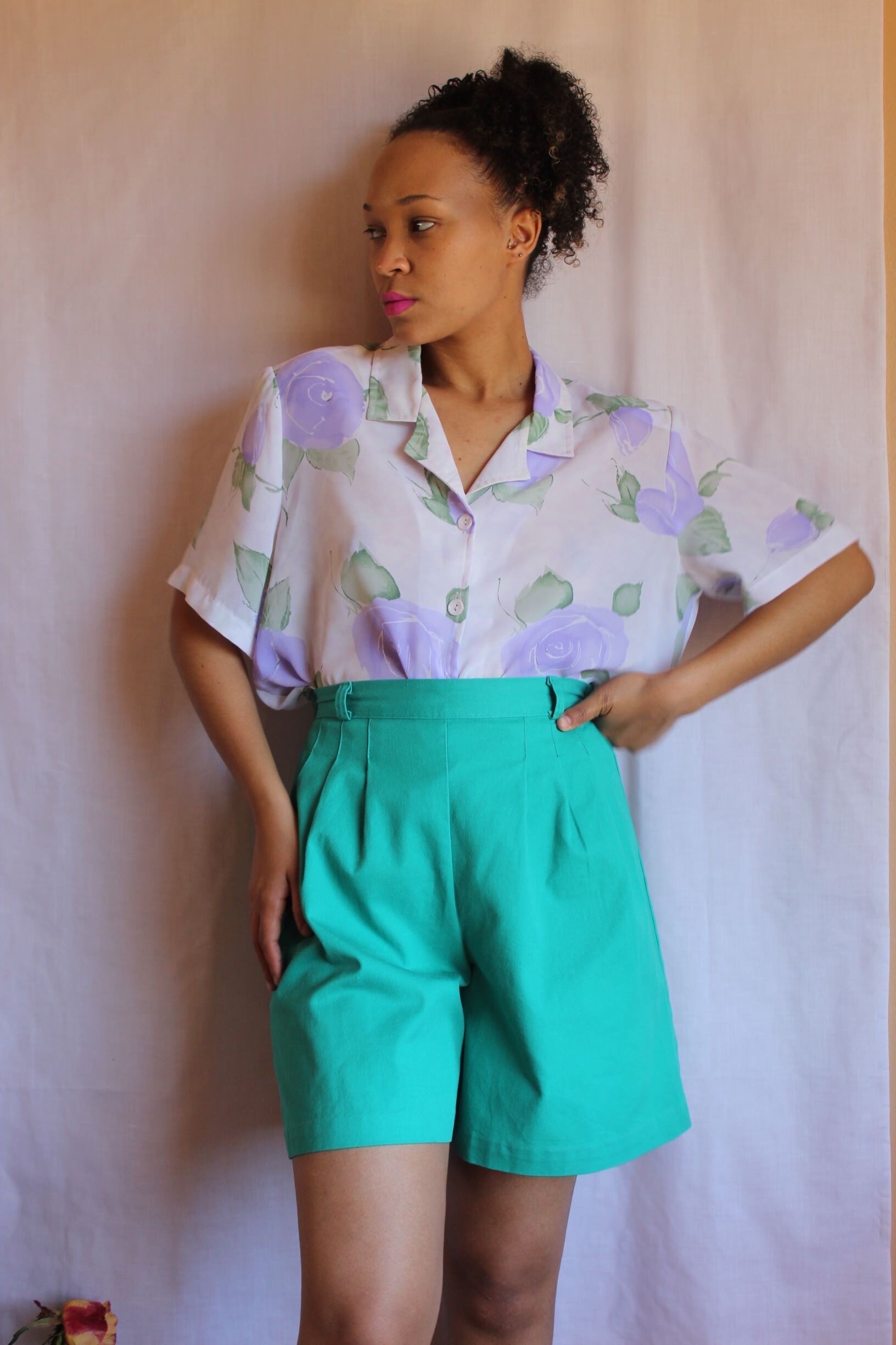 80’s Painted Cotton Denim Button Down Shirt by Crystal Spring main image 1