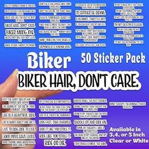 Biker Motorcycle 50 Sticker Pack Decal for Tumbler, Laptop, Water-bottle, Hydro Flask Sticker, Car, Mirror, Window