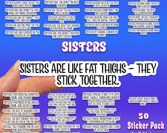 Sisters 50 Sticker Pack Text Stickers Txt Stickers Sticker Sheet Suitcase Stickers Luggage Stickers Laptop Sister Stickers Sista Stickers