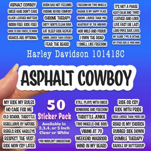 For Harley | Biker Sticker | Motorcycle Quotes |  Chopper Rider |  Born To Ride |  Biker Gift |  Motorbike Decal  50 Sticker Pack
