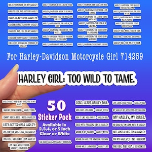 For Harley | Biker Girl Sticker | Motorcycle Quotes |  Chopper Rider |  Born To Ride |  Biker Gift |  Motorbike Decal | 50 Sticker Pack