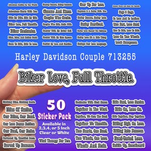 For Harley | Biker Couple Stickers | Motorcycle Quotes | Chopper Rider | Born to Ride | Biker Gift | Motorbike Decal | 50 Pack Printed