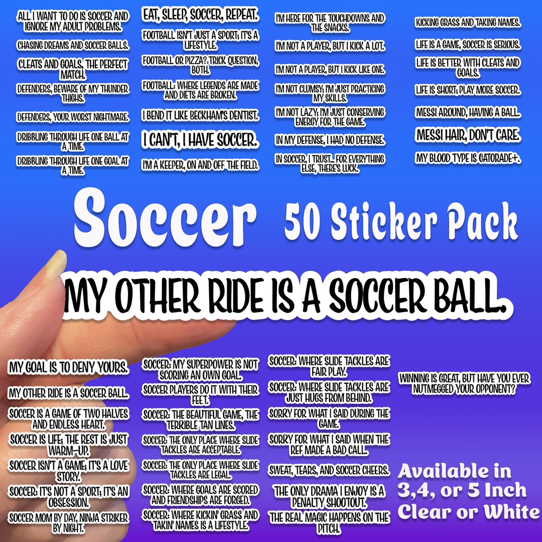 Soccer 50 Sticker Pack Decal for Tumbler, Laptop, Water-bottle, Hydro ...