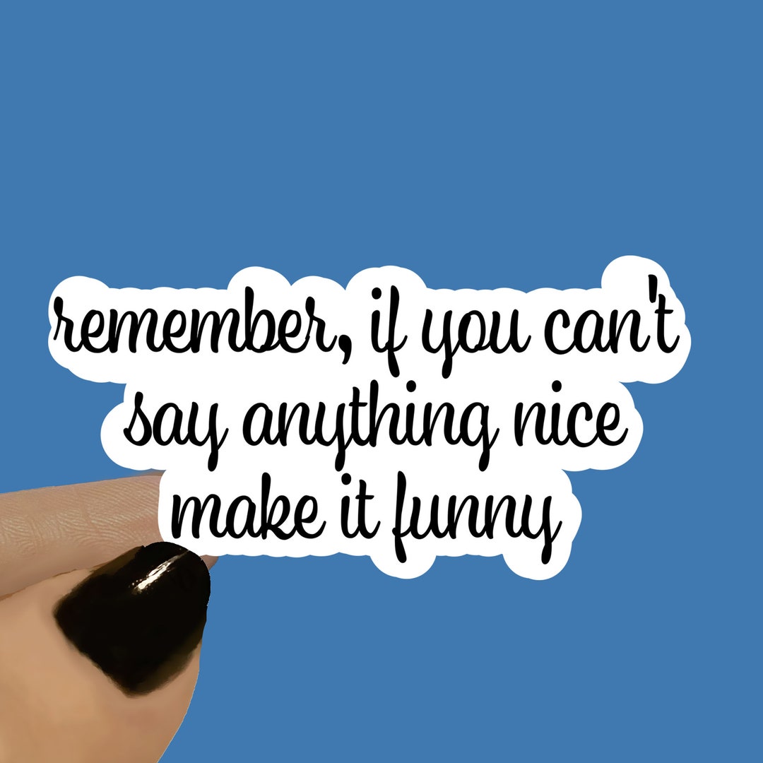 Remember If You Can't Say Anything Nice Make It Funny Sticker, Pun ...