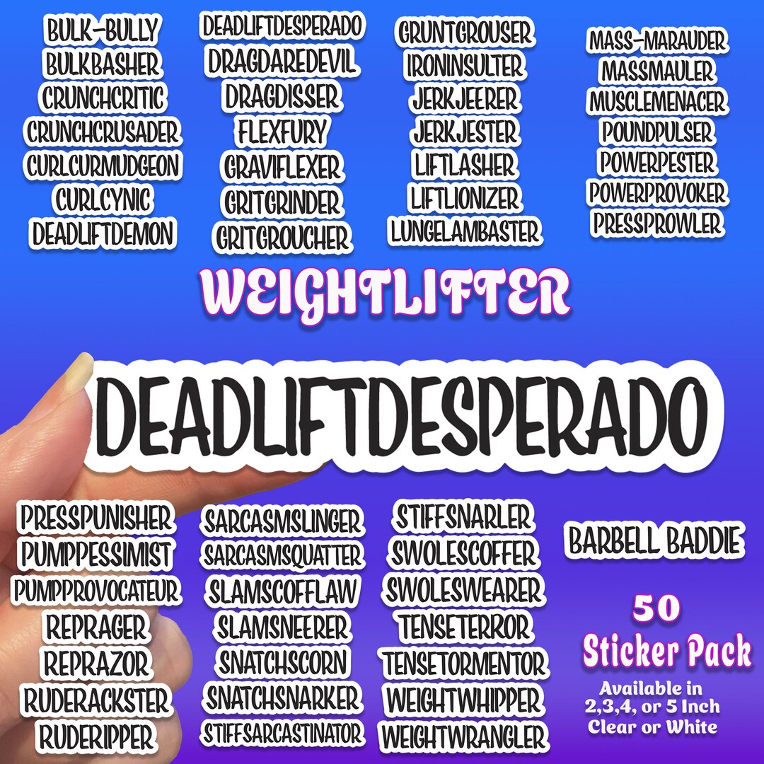 Weightlifter 50 Sticker Pack Text Stickers Txt Stickers Sticker Sheet ...