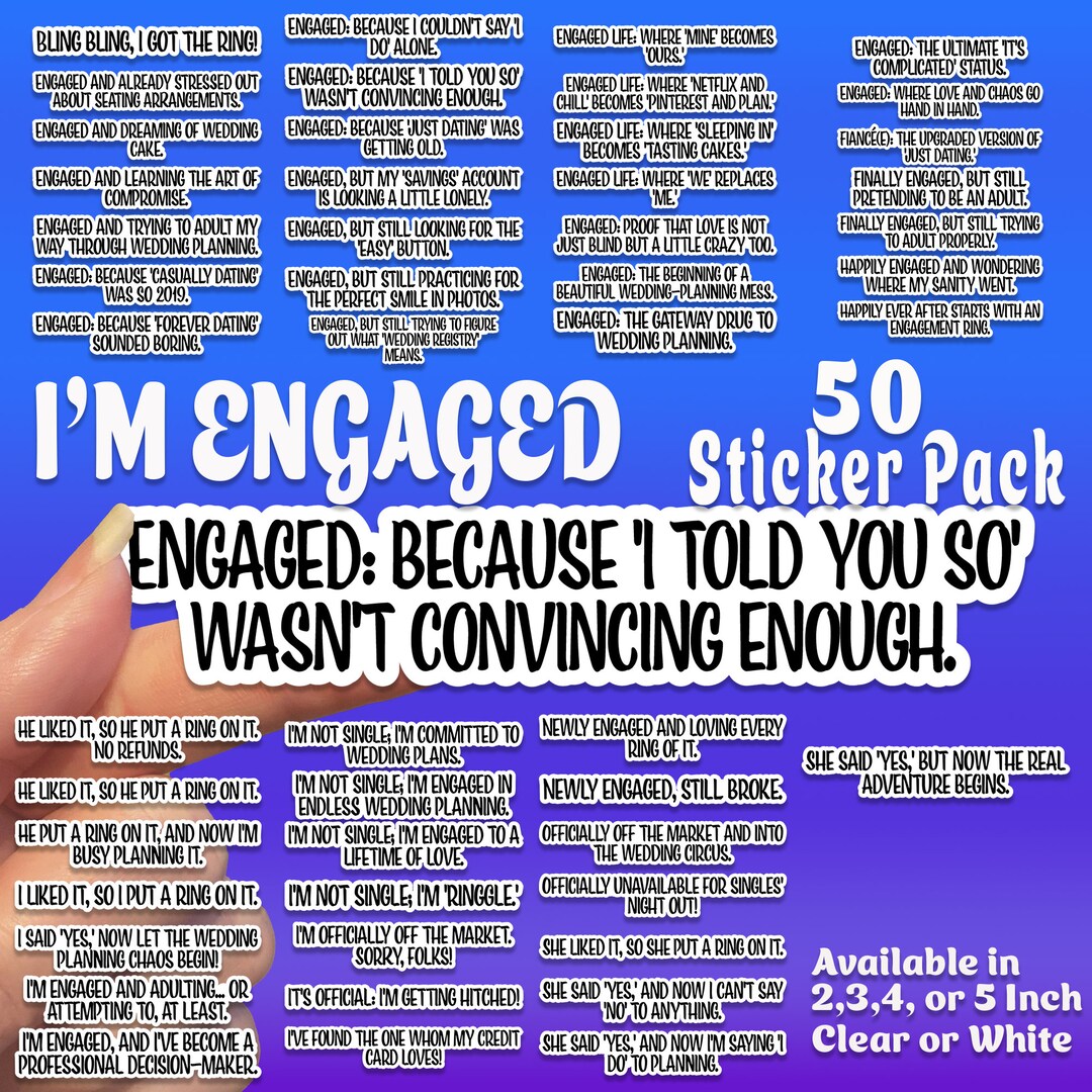 I'm Engaged Sticker Sheet, Suitcase Stickers, Txt Stickers, Sticker ...
