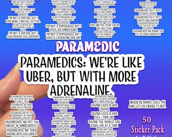 Paramedic 50 Sticker Pack Decal for Tumbler, Laptop, Water-bottle, Hydro Flask Sticker, Car, Mirror, Window