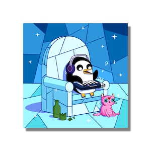 DJ Penguin Mini Art Print