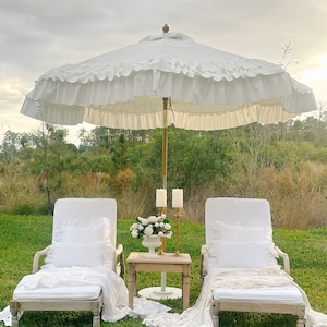 Pure White, Outdoor Ruffled Patio Umbrella (Canopy Only)