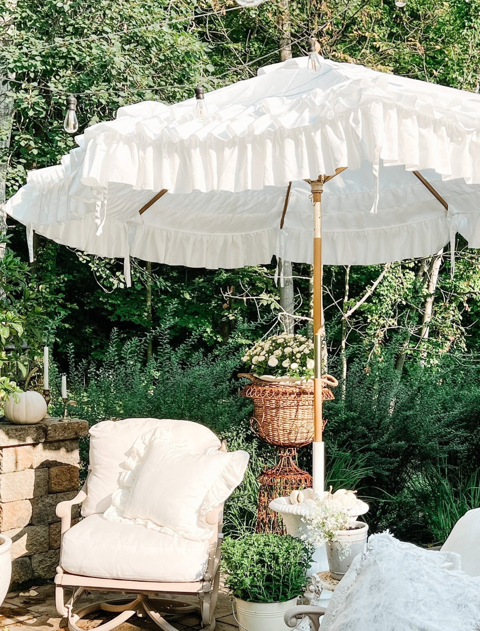 Pure White Outdoor Ruffled Patio Umbrella Cover French Etsy